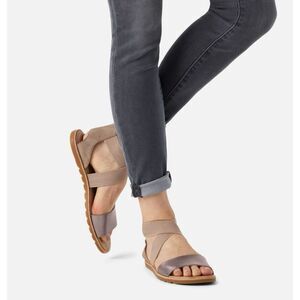 Sorel Ella II Flat Sandals Strappy Ash Brown Metallic Women's Size 9